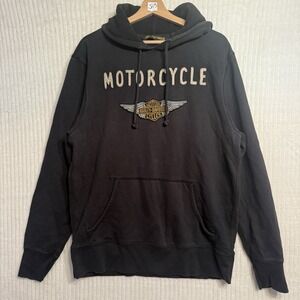 Harley Davidson Black Pullover Hooded Sweater Sz Large